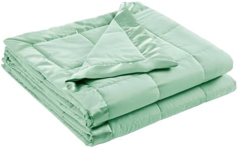 Madison Park Down Alternative King Blanket for Bed, Satin Trim, Seafoam by MADISONPARK