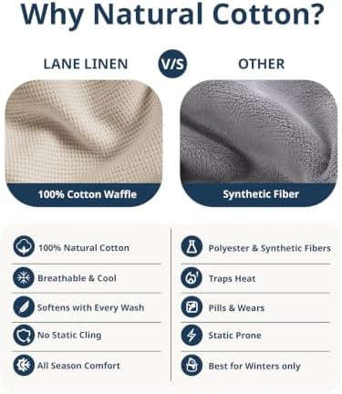 LANE LINEN Twin Blanket, 100% Cotton 300 GSM Lightweight - Perfectly Pale - Image 6