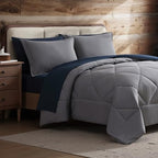 Coleman Twin Comforter Set Reversible Bed-in-a-Bag– Double-Sided Color Options, All-Season Comforter + Shams + Sheets – Perfect for Home, Cabin or Camp Use, Navy/Gray by Unknown