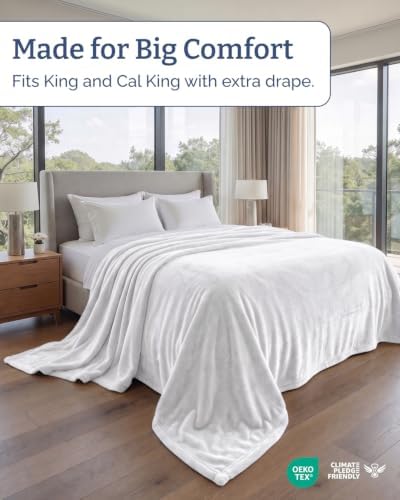 Fleece Blanket Giant Size 120" x 180" - Ultra-Soft Flannel Throw - White - Image 3