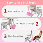 Foot Hammock for Plane Travel,Portable Footrest with Detachable Hardboard & Adjustable Rest Leg for Flying for Airplane, Office, Under Desk, Car - Image 3