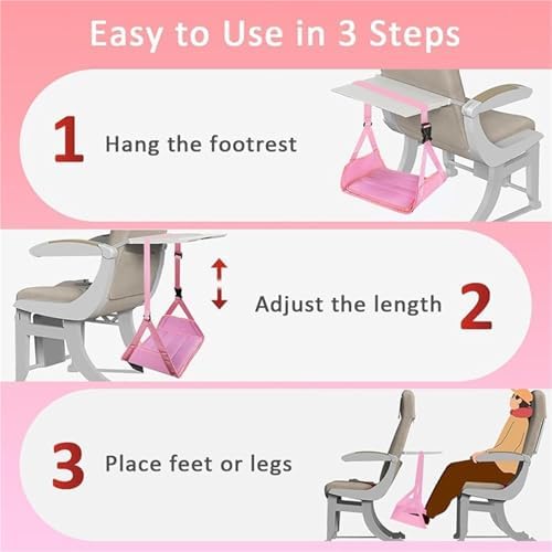 Foot Hammock for Plane Travel,Portable Footrest with Detachable Hardboard & Adjustable Rest Leg for Flying for Airplane, Office, Under Desk, Car - Image 3