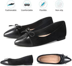 KUNWFNIX Women's Ballet Flats Foldable Classic Crown Rhinestone Slip On Bowknot PU Leather Faux Suede Pointed Toe Comfort Flat Casual Dress Shoes - Image 4