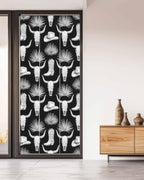 Window Privacy Film Frosted, Horror Skulls Non-Adhesive Static Cling Window Tint, Southwestern Horns Boho Tribal Hats Boots Insulated Windows Frosted Films for Living Room, 35.4 x 78.7 Inches - Image 5
