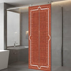Window Privacy Film Frosted, Brick Red Botanical Static Cling Door Window Covering, Vintage Florals Geometric Minimalist UV Blocking Windows Film for Office, Hotel, Bedroom, 29.5 x 78.7 Inches - Image 5