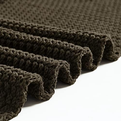 Longhui bedding 100% Cotton Knitted Throw Blanket – Dark Brown, Soft & Cozy, Machine Washable, 51"x63" – Perfect for Living Room, Couch, Sofa, Bed or Travel - Image 4