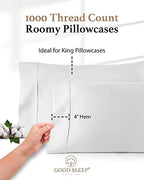 1000 TC White King Pillowcases Set of 4 100% Egyptian Cotton Pillow Cases - Image 3