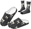 Jeiento Winter Fuzzy Slipper and Crew Socks for Women,Adult Slip-on Close Toe House Slipper,Flat Comfort home Slides by Jeiento