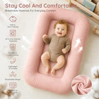 Infant Support Cushion & Baby Support Cushion for Newborn 0-24 Months, Breathable Cotton Pad, Supervised Use, Portable Infant Essentials for Travel and Home, Pink (Cover Included - Image 3