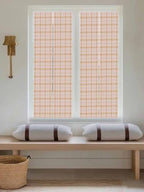 Window Privacy Film Frosted, Cream Buffalo Plaid Reusable Static Cling Window Tints, Modern Farmhouse Peach Pink Checkered Heat Control Windows Films for Offices, Balcony, 29.5 x 118 Inches - Image 5