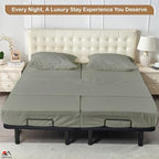 ARlinen 5PC Split King Sheets for Adjustable Bed, 15-Inch Deep, Light Grey - Image 4