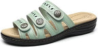 Women's Comfort Leather Slides Lightweight Flat Sandals Cute Slip On Casual Walking Slippers - Image 3