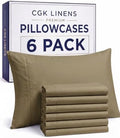 King Pillow Cases - 6 Pack Super Soft Pillowcase Covers - 20" x 40" (Khaki) by CGKUnlimited