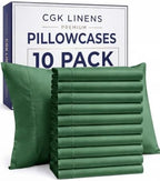 Queen Pillow Cases - 10 Pack Pillowcase Covers - 20" x 30" (Emerald Green) by CGKUnlimited