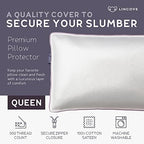 Lincove 100% Cotton Sateen Pillow Protector Cover - Zipper Pillow Cover - 500 Thread Count Luxury Cotton - Zippered Dust Pillow Protector, Bed Pillow Case, Queen, 20”x30” - Image 2