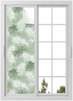 Window Privacy Film Frosted, Sage Green Palm Trees Tropical Reusable Static Cling Window Tints, Summer Beach Botanical Heat Control Windows Films for Offices, Balcony, 29.5 x 118 Inches by Unknown