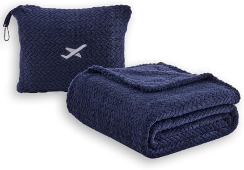 NEWCOSPLAY Travel Blanket with Storage Bag for Airplane Travel, Dark Navy by NEWCOSPLAY