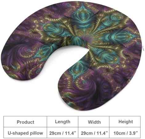 U Shape Travel Pillow Fractal Art Portable Neck Pillows Memory Foam Head and Neck Support Headrest Pillow for Airplane Sleeping - Image 2