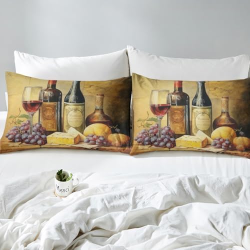 Feelyou Vintage Wine Bedding Set Kids Wine Glass Comforter Set Retro Brand - Image 6
