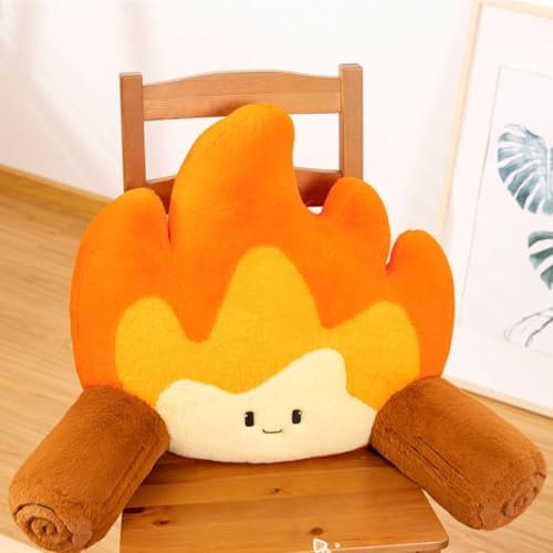 Reading Pillow for Sitting in Bed - Funny Campfire Back Rest, Fake Fire Backrest for Chair, Couch, Sofa and Car - Cartoon Bonfire Design - Image 5