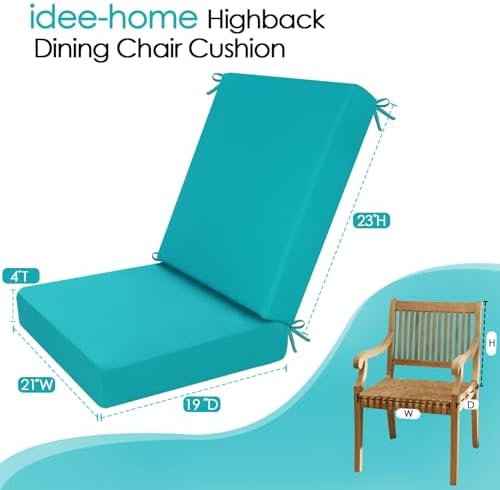idee-home Outdoor Patio Dining Chair Cushion High Back - Image 6