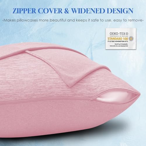 CHOSHOME Cooling Pillow Cases Zipper Pillow Covers Q-Max > 0.45 Zippered Pillowcases for Hot Sleepers, Soft, Breathable, Skin-Friendly, 4 Pack (Queen, 20"x30", Pink) - Image 5