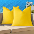 decorUhome Outdoor Waterproof Faux Linen Throw Pillow Covers 24x24 Set of 2 by decorUhome