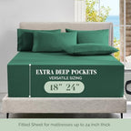 Elegant Comfort Luxury Soft 6-Piece 1500 Premium Hotel Quality Bed Sheet Set with Extra Deep Pockets 18-24 Inch, Wrinkle Free, Storage Pockets, Extra Deep Pocket 6PC Sheets, Full, Hunter Green - Image 4