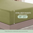 Elegant Comfort 1500 Premium Quality 6-Piece Bed Sheet Set - 18-24 Inch Extra Deep Pocket, Smart Storage Pockets, Wrinkle Free Ultra Soft 6PC Extra Deep Pocket Sheets, California King, Green - Image 5