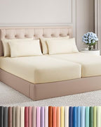 Split King 7 Piece Bed Sheet Set - Comfy, Breathable & Cooling - Off White by CGKUnlimited