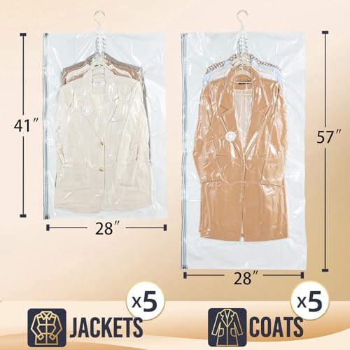 Hanging Vacuum Storage Bags with Electric Pump – 4-Pack Hanging Vacuum Seal Bags for Clothing, Space-Saving Compression Bags for Suits, Jackets, Travel Wear, Winter Coats & Outerwear - Image 2
