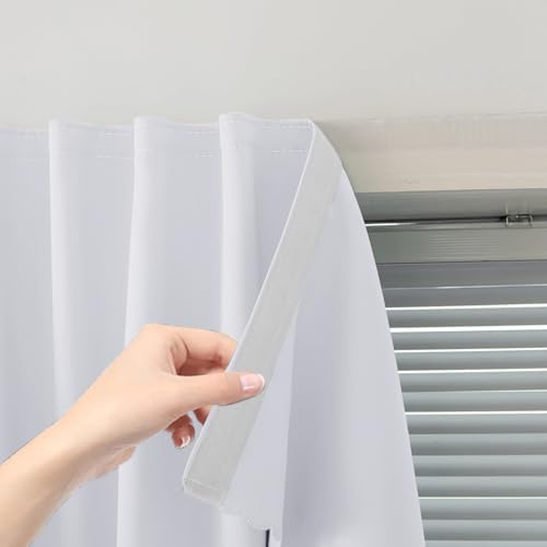 Stick On Blackout Curtains No Drill Required Self Adhesive Window Coverings for Bedroom Living Room Kitchen 46" W x 84" L White 1 Panel by Sovtfides