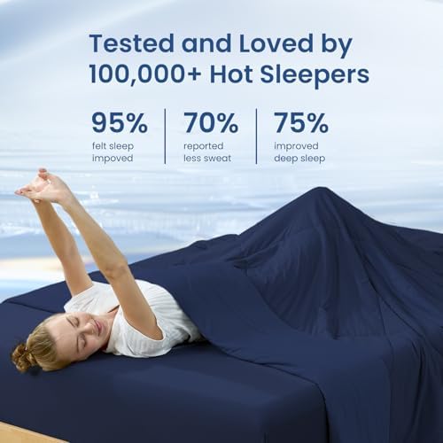 Cozy Bliss Cooling Comforter Twin Size, Cooling Blankets for Hot Sleepers and Night Sweats, Dark Blue Summer Comforter for Twin Size Bed, Breathable Soft Lightweight Silk Smooth - Image 4