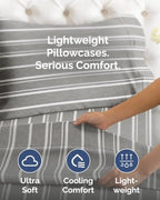 Queen Pillow Cases - 6 Pack Pillowcase Covers - 20" x 30" (Grey Stripes) - Image 3