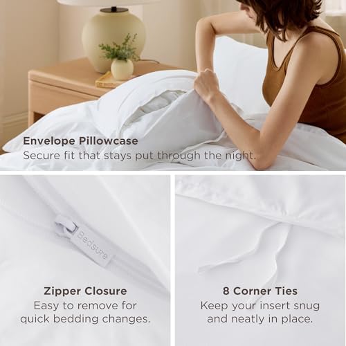 Bedsure Duvet Cover Super King Size - Soft Double Brushed Bedding Set for Kids & Adults, Zipper Closure, 3 Pieces, Includes 1 Duvet Cover (108"x98") & 2 Pillow Shams, NO Comforter, White - Image 6