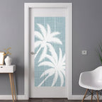 Window Privacy Film Frosted, Blue Grey Tropical Tree Non-Adhesive Static Cling Window Tint, Summer Coastal Palm Trees Insulated Windows Frosted Films for Living Room, 35.4 x 78.7 Inches - Image 3