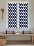 Window Privacy Film Frosted, Blue White Plaid Reusable Static Cling Window Tints, Modern Abstract Geometric Lattice Heat Control Windows Films for Offices, Balcony, 29.5 x 118 Inches - Image 5