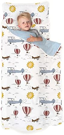 JumpOff Jo Extra Long Nap Mat for Kids - Cozy Kids Rest Mat with Removable Pillow and Ultra Soft Blanket for Preschool, Daycare, and Sleepovers - Travel, Take Flight by JumpOffJo