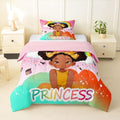 Erosebridal Rainbow Black Girls Comforter Set Toddler Size African American Bedding Set Black Princess Girl Makeup Quilt Comforter Afro Little Girl Bed Set for Kids Melanin Bedroom Decor by Erosebridal