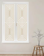 Window Privacy Film Frosted, Beige White Geometric Reusable Static Cling Window Tints, Square Minimalist Modern Heat Control Windows Films for Offices, Balcony, 29.5 x 118 Inches - Image 2