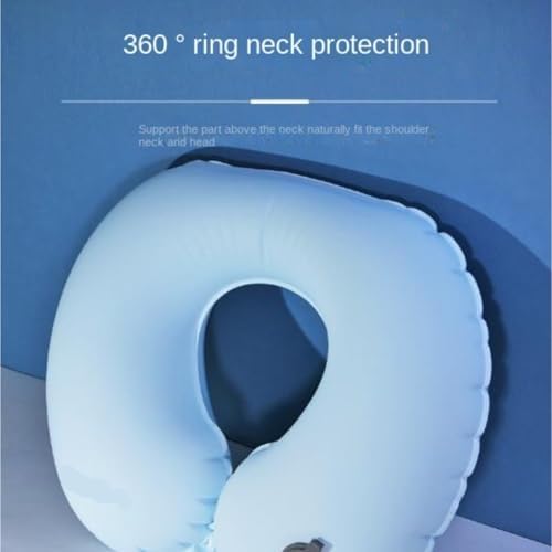 QUQUQ Travel Neck Pillow for Sleeping Portable Inflatable U-Shaped Travel Pillow for Neck Support While Traveling Comfortable(Blue,2pcs) - Image 3