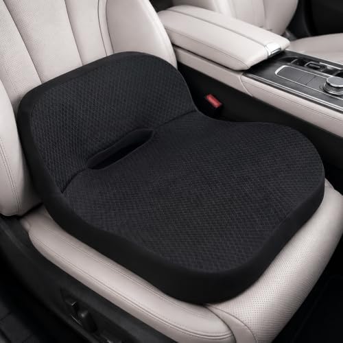 Car Seat Cushion with Integrated Lumbar Support, Memory Foam Pain Relief by LARROUS