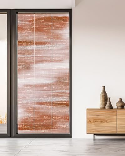 Window Privacy Film Frosted, Red Ombre Non-Adhesive Static Cling Window Tint, Vintage Farmhouse Simple Neutral Texture Insulated Windows Frosted Films for Living Room, 35.4 x 78.7 Inches - Image 5