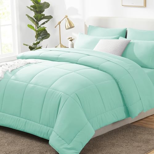 CozyLux Full Size Comforter Sets Mint Green - 7 Pieces Bed in a Bag by CozyLux