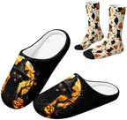 Jeiento Women's Fuzzy Slippers and Sock Set Warm Cozy Memory Foam House Shoes Soft Slip-on Slides Spa Slippers for Hotel by Jeiento