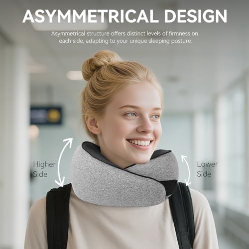 SZXYX Travel Pillows - 100% Pure Memory Foam Neck Pillow for Airplanes, Comfortable Breathable Cover, 360° Support Stowable Pillows for Sleeping, Car, Airport Travel Essentials, Dark Gray - Image 5