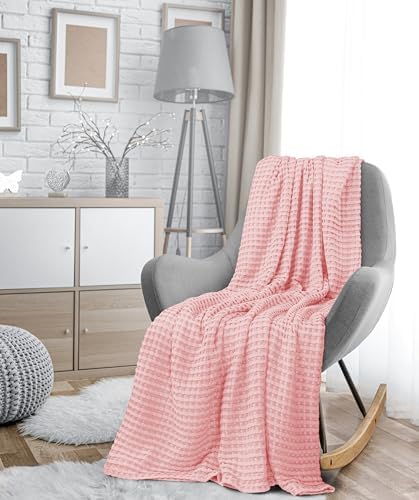Utopia Bedding 100% Cotton Waffle Blanket Twin Size Pink, 90x72 Inch - Image 6