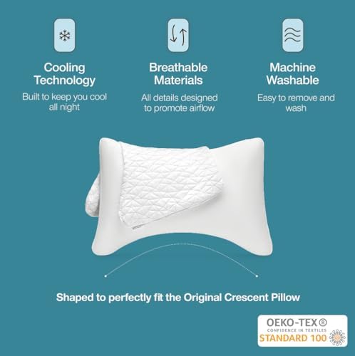 Coop Home Goods Cool Side Crescent Pillowcase, King Size Cooling Pillow Case for Hot Sleepers, Crescent Shape, Two-Sided Pillow Covers, Cozy Side & Cool Side, Ultra Soft Lulltra Cool Technology - Image 2