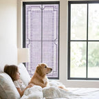 Window Privacy Film Frosted, Lavender Purple Botanical Static Cling Door Window Covering, Vintage Florals Geometric Minimalist UV Blocking Windows Film for Office, Hotel, Bedroom, 29.5 x 78.7 Inches - Image 2