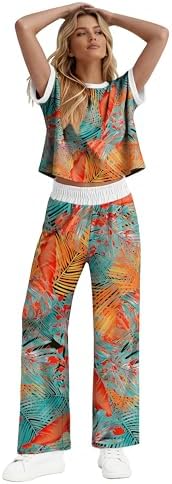 WIHOLL Two Piece Sets for Women Summer Spring Outfits Travel Cruise Resort Wear 2026 Beach Vacation Palazzo Pants Set - Image 3